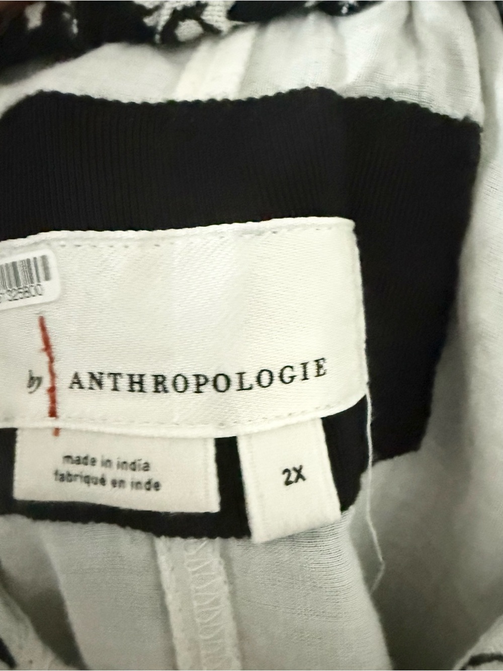 Anthropologie Linen Cotton Blend Black & White Floral Midi Dress Size 2X - Picture 7 of 8